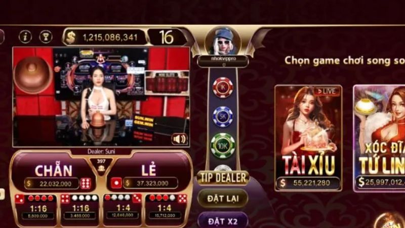 Giao diện hiển thị jackpot khi nổ hũ tài xỉu Sunwin